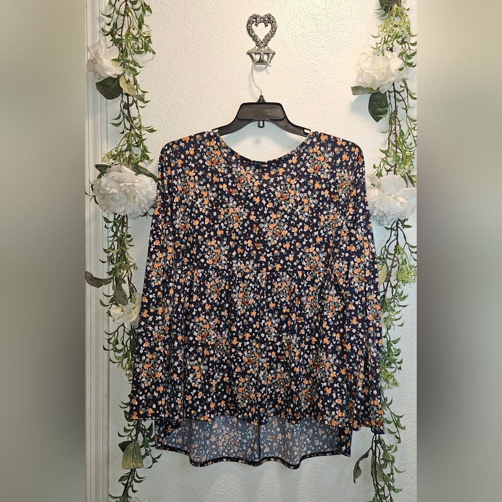 White Birch 1X baby doll blouse